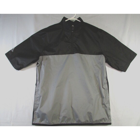 adidas Climastorm Mens Short Sleeve 1/4 Zip Windbreaker Golf Jacket M Black Gray - Picture 2 of 11